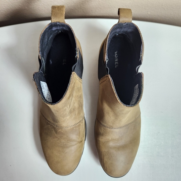 Sorel Emelie III Womens |10| Tobacco Brown Waterproof Leather Chelsea Bootie - Picture 3 of 9